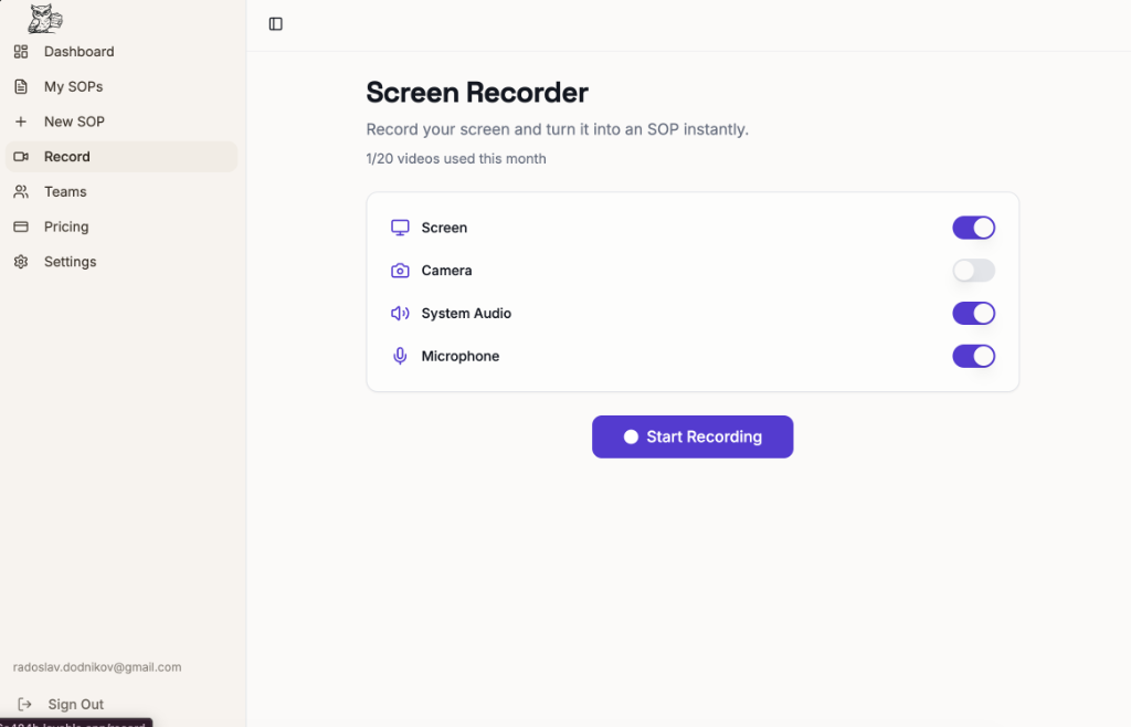 Routinly Screen Recorder — record screen, camera, and audio